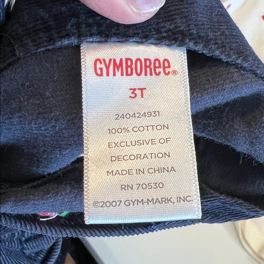 Gymboree Dark‎ Blue Overalls - 3T/4T, embroidered apples, 2 piece